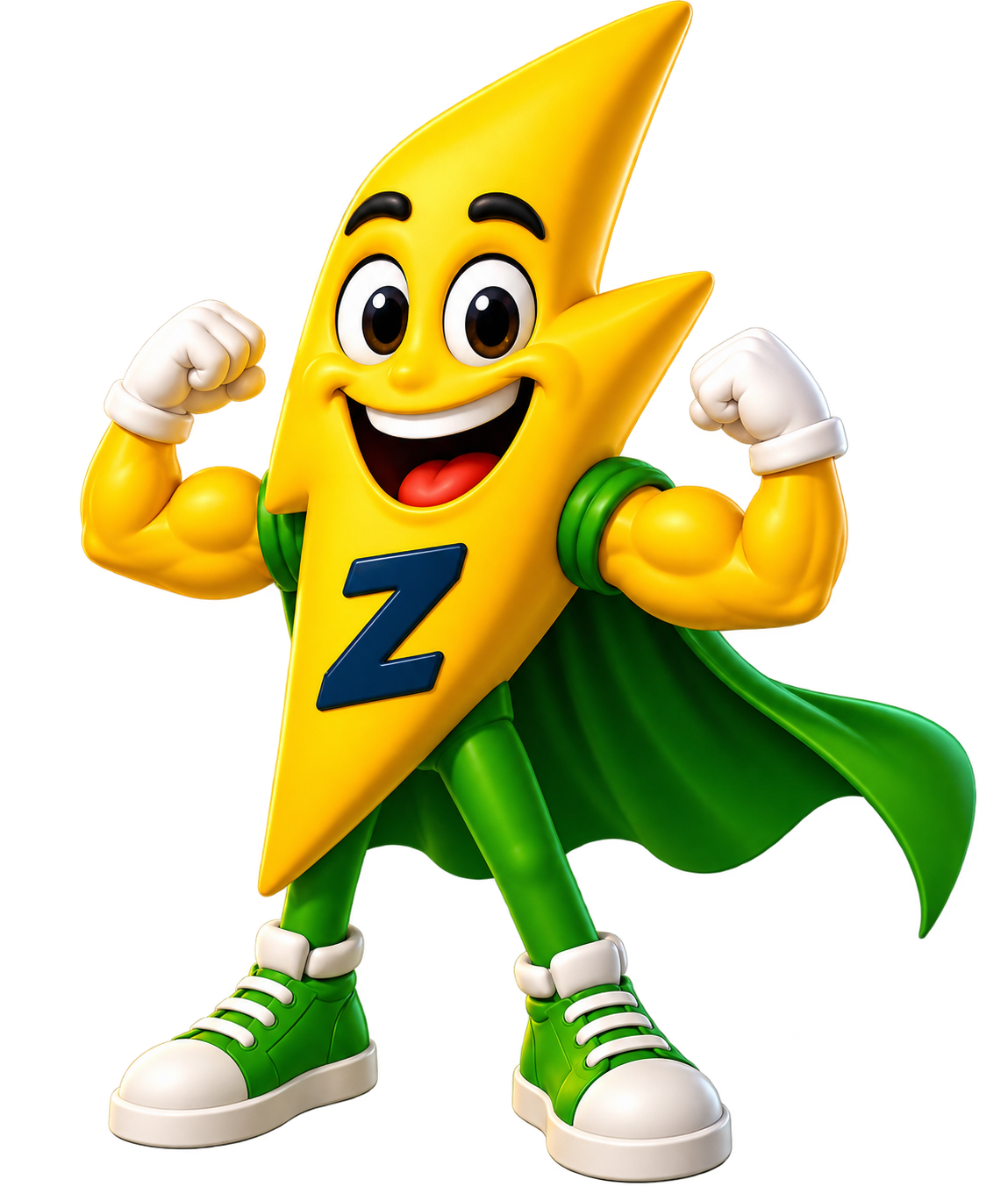 Mascote Z vestido de herói